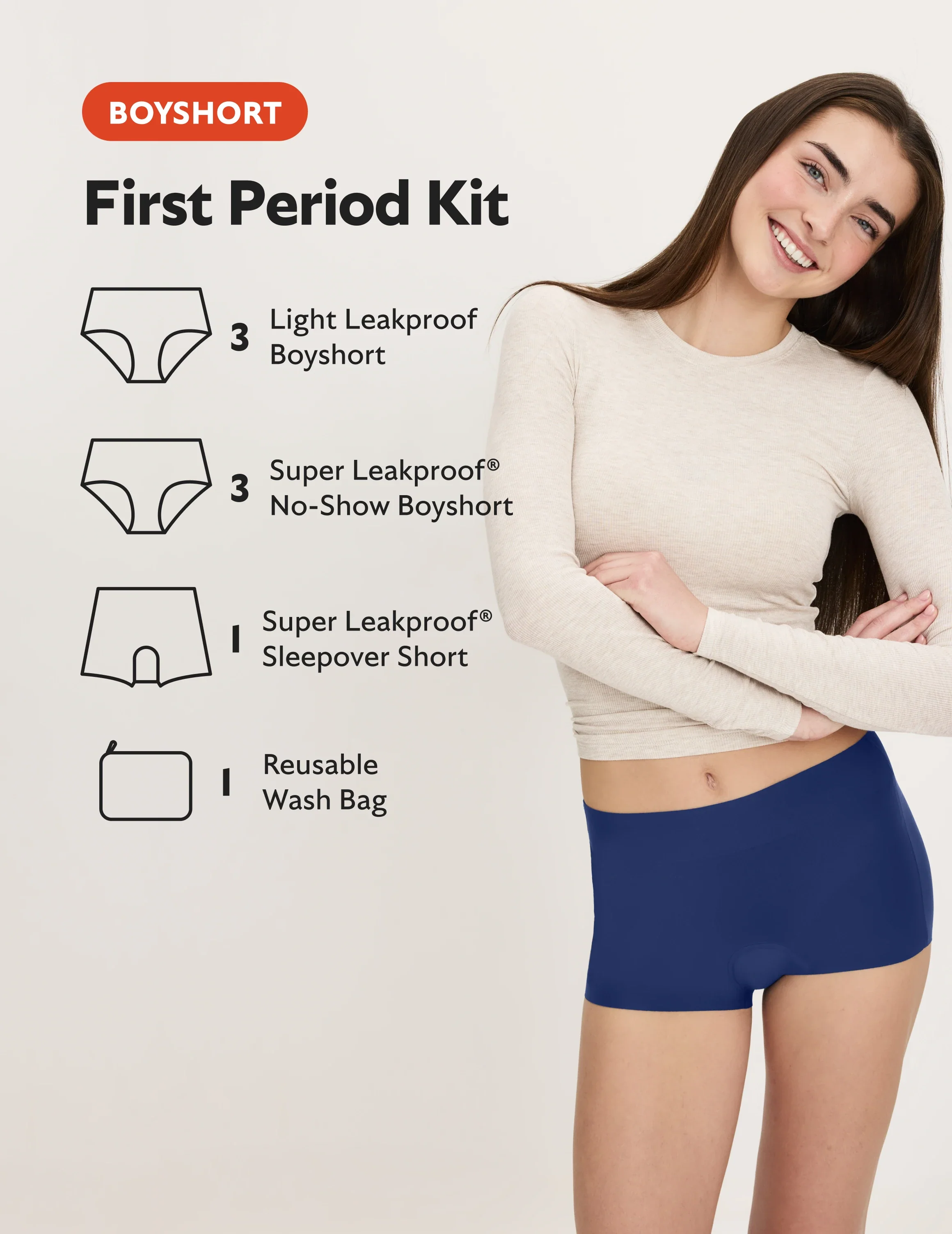 Teen First Period Kit - Boyshort - Image 2